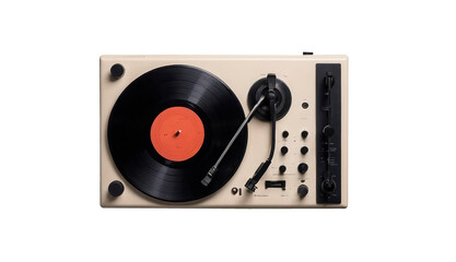Fototapeta premium record player, top view, isolated on white background