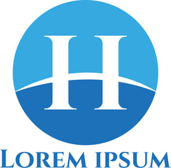 H illustration of a blue background with a label