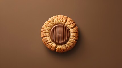 a cookie with a peanut butter cup center, beautifully centered and detailed on a simple background.