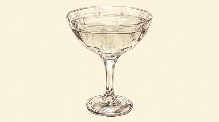 Sketch of a champagne glass done by hand in a whimsical doodle style