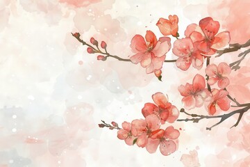 Naklejka premium Abstract, watercolor, heart-shaped flowers, flowers, feathers, painting, plants, and graffiti. Beautiful simple AI generated image in 4K, unique.