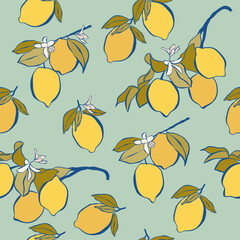 Summer seamless pattern with lemons.