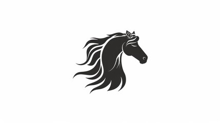 An elegant pet logo featuring a graceful horse silhouette with flowing mane, designed in a monochrome style on a white background