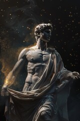 Obraz premium Stoic Figure from Ancient Mythology Portraying Epic Stoicism Existence with Abstract Stoical Expressionism and Timeless Classicism