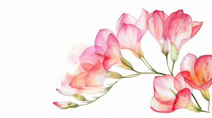 Fototapeta premium painting watercolor flower background illustration floral nature. pink flower background for greeting cards weddings or birthdays. Copy space