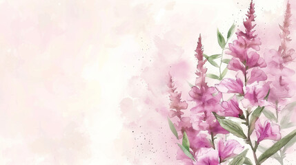 painting watercolor flower background illustration floral nature. pink lavender flower background for greeting cards weddings or birthdays. Copy space.
