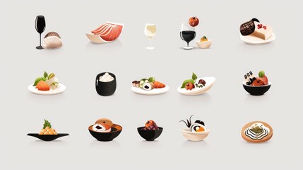 A collection of 12 gourmet food logos