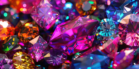 Glimmering Gems: Gemstone-like shapes in bright, jewel tones, creating a rich and luxurious background