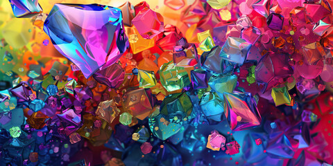 Colorful Chaos: A playful mix of colors and shapes scattered across the background, adding a sense of fun and spontaneity