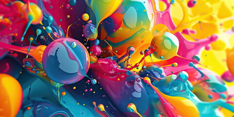 Colorful Chaos: A playful mix of colors and shapes scattered across the background, adding a sense of fun and spontaneity