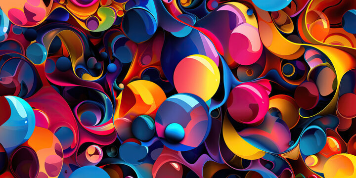 Colorful Chaos: A playful mix of colors and shapes scattered across the background, adding a sense of fun and spontaneity