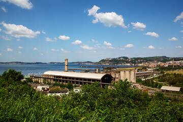 Gulf of Pozzuoli landscape with abandoned factory