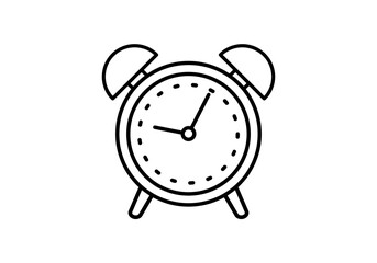 Icono negro de un reloj despertador en fondo blanco.