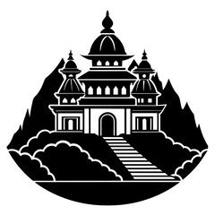 ashram vector silhouette illustration