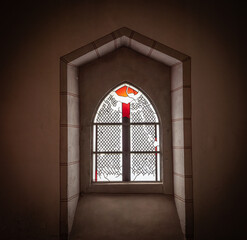 the old window in a church