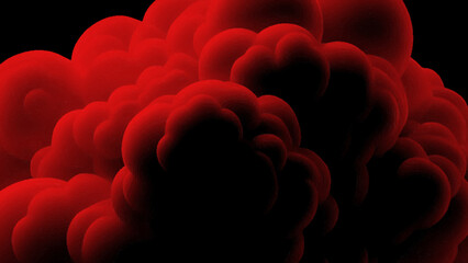 Naklejka premium Red smoke explosion on black background, abstract smoke cloud background, bubble smoke cloud.