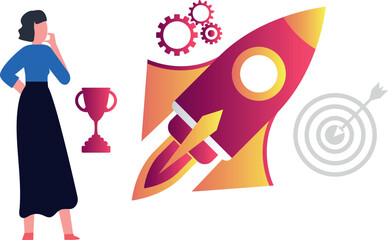 The girl is working on startup management.