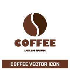 Coffee logo, icon for cup or packaging. Vector Coffee bean icon.
