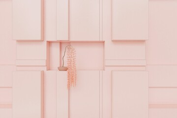 A decorative vase is elegantly placed within a niche in the wall. The vase, with its intricate patterns and glossy finish, adds a touch of sophistication to the space.