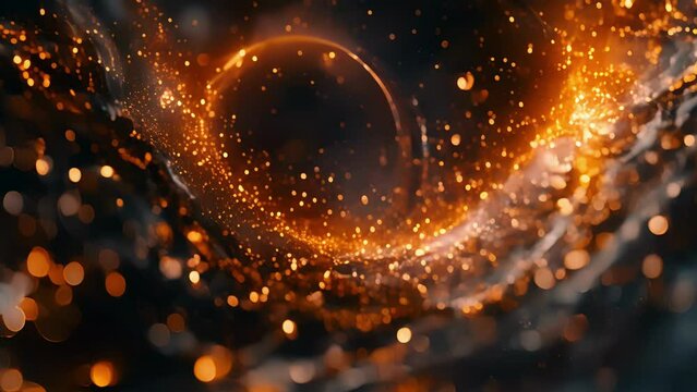 In the empty void particles spin and weave creating an intricate tapestry of motion.
