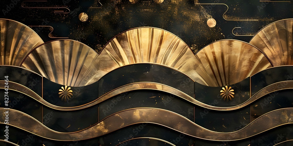 Poster dynamic wave lines create an elegant art deco pattern for print and design. concept graphic design, 
