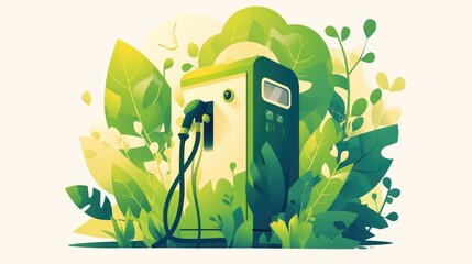 Isolated icon of a green biofuel station pump