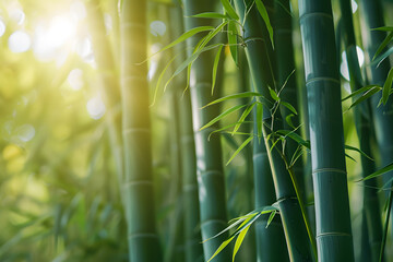 Obraz premium Fondo de bambú con espacio para escribir. tranquilidad, equilibrio, naturaleza. Generado con IA.