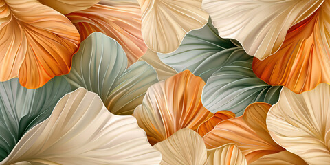 Nature's Play: Playful leaf shapes in earthy tones, creating a calming yet lively background pattern inspired by nature