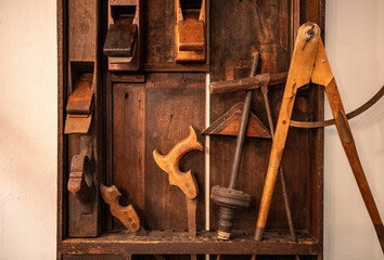 The old vintage  carpenter toolbox