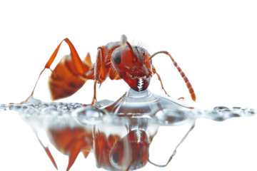 ant's head, revealing its intricate compound eyes and antennae, , isolated on white background.