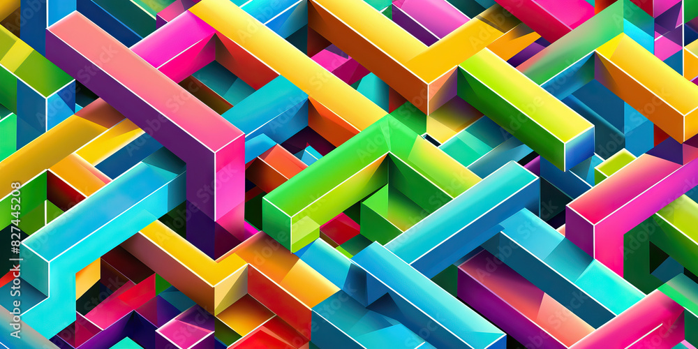 Aufkleber geometric delight: a series of colorful, interlocking geometric shapes creating a playful and vibran