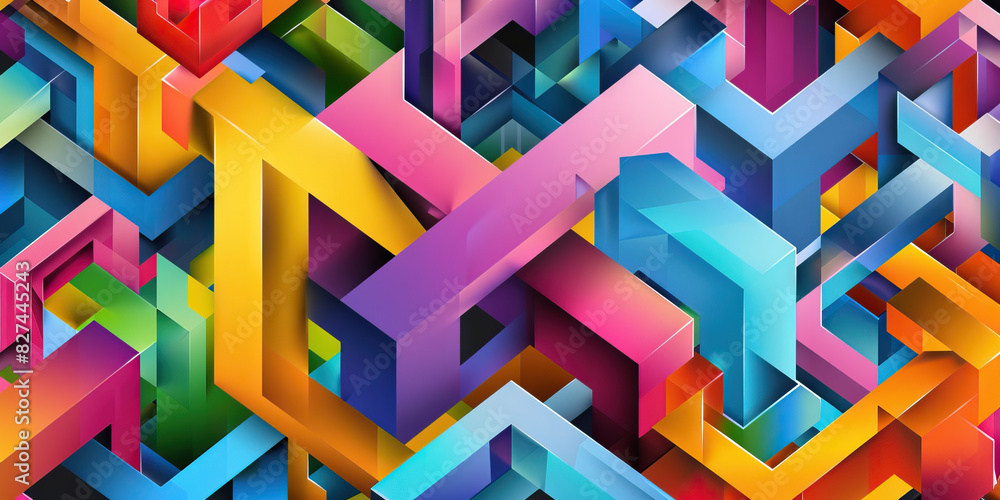 Aufkleber geometric delight: a series of colorful, interlocking geometric shapes creating a playful and vibran