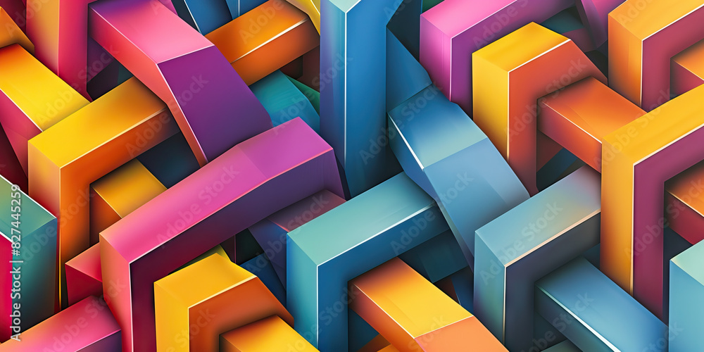 Aufkleber geometric delight: a series of colorful, interlocking geometric shapes creating a playful and vibran