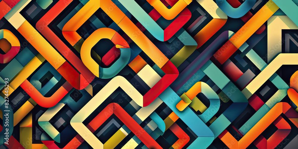 Aufkleber geometric delight: a series of colorful, interlocking geometric shapes creating a playful and vibran