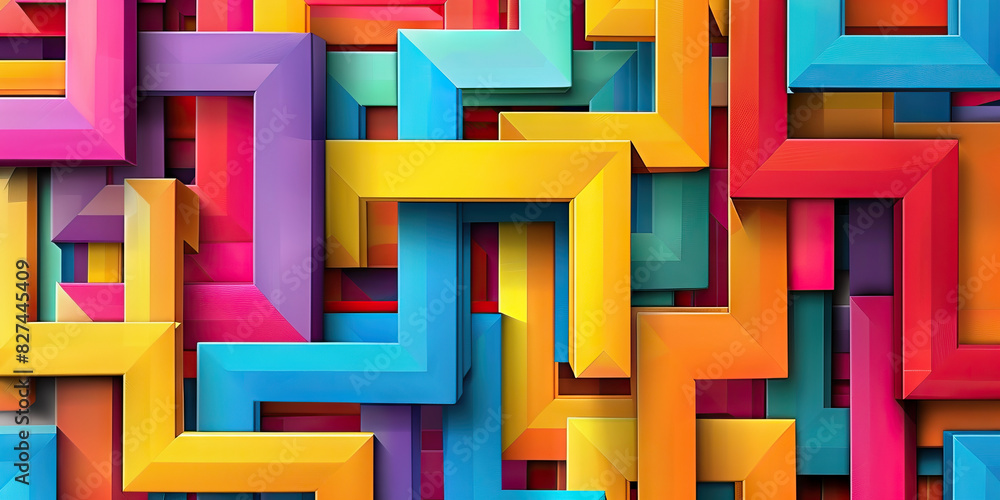 Aufkleber geometric delight: a series of colorful, interlocking geometric shapes creating a playful and vibran