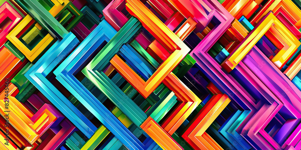 Aufkleber geometric delight: a series of colorful, interlocking geometric shapes creating a playful and vibran