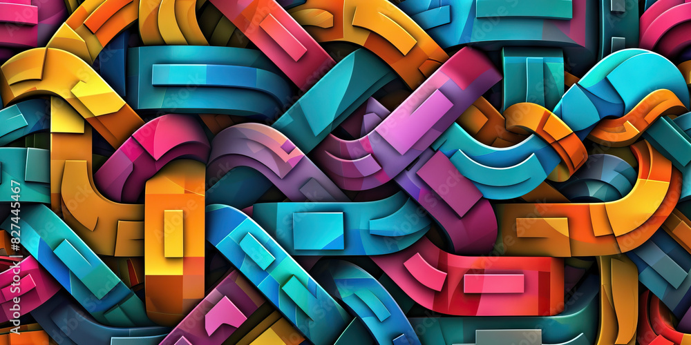 Aufkleber geometric delight: a series of colorful, interlocking geometric shapes creating a playful and vibran