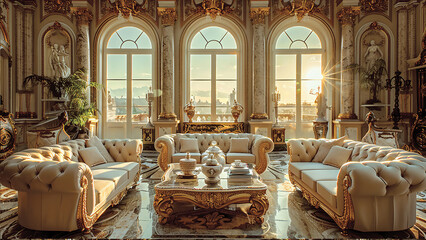 The intricate details of ornate furniture and delicate porcelain reflect the aristocratic legacy and lasting grandeur present within the palace's interior and walls.