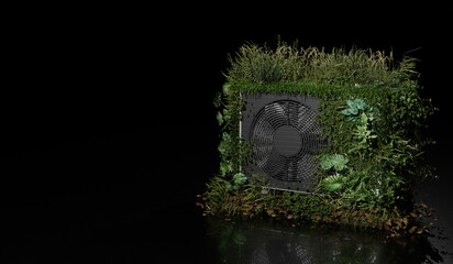 A overgrown heat pump - technology in harmony with the challenges of climate change - 3d...