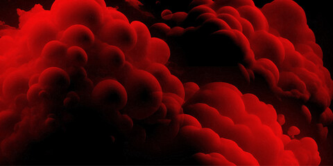Fototapeta premium Red smoke explosion on black background, abstract smoke cloud background, bubble smoke cloud.