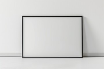 Frame mockup with thin black rim, white canvas, clean white background