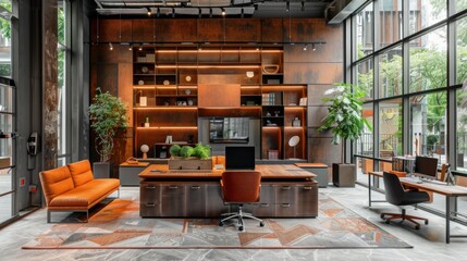 A contemporary office designed for remote work and collaborative projects --ar 16:9 --seed 70805077 --stylize 250 Job ID: 6e4fae4d-7b03-4c03-a66c-0f19d2f9ac99