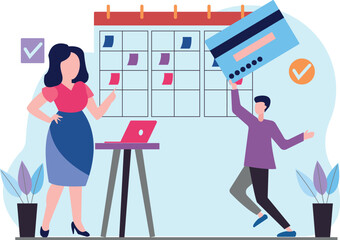 Boy and girl making business notes.