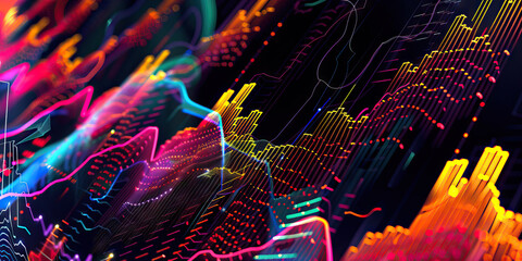 Data Visualization: Abstract Interpretations of Market Trends - Artistic representations of market trends and movements, using abstract shapes and colors to convey complex financial data