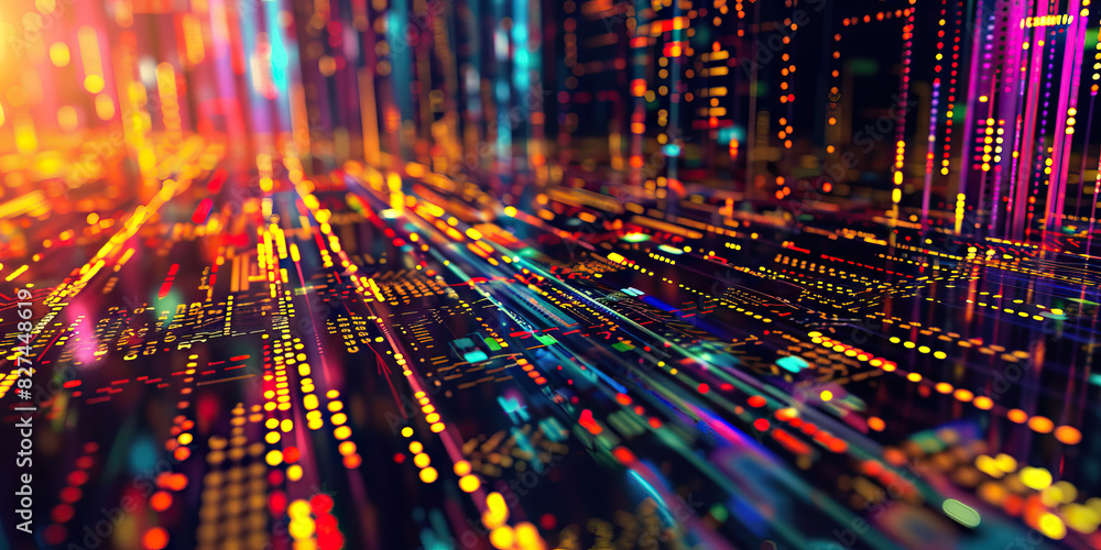 Poster financial ecosystem: abstract market dynamics - an abstract depiction of the interconnectedness of v