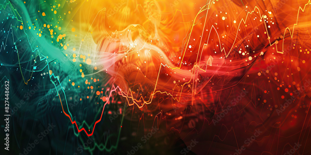 Poster financial ecosystem: abstract market dynamics - an abstract depiction of the interconnectedness of v