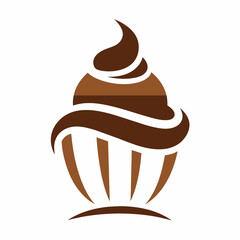 Chocolate color Cupcake  logo icon vector illustration 