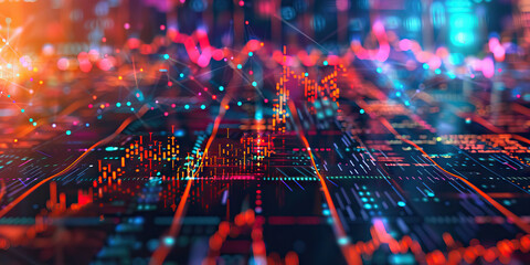 Fototapeta premium Market Volatility: Abstract Representation of Price Fluctuations - A visually striking image illustrating the concept of market volatility through dynamic and fluctuating patterns and shapes