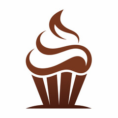 Chocolate color Cupcake  logo icon vector illustration 