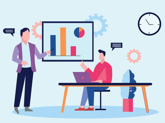 The boys are working on a chart graph.